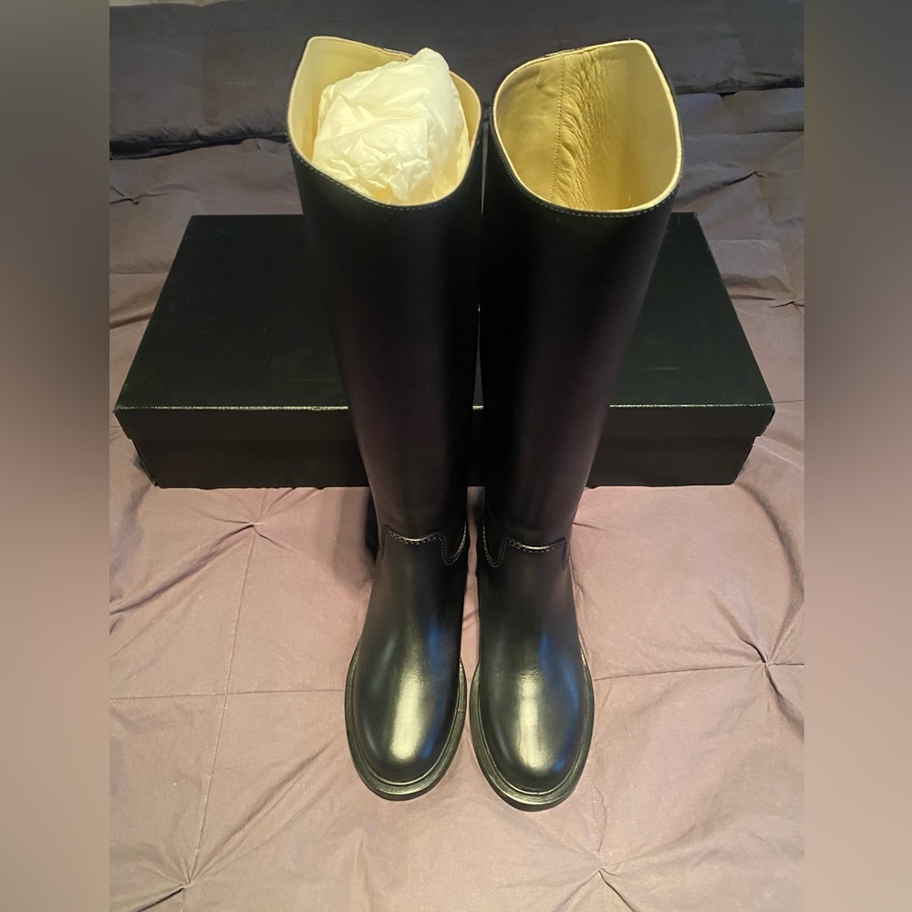 NIB Chanel Riding Boots Calfskin Leather Size 37